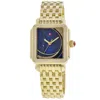 Michele Deco Diamond Limited Edition Quartz Blue Dial Diamond Bezel Gold-plated Steel Women's Watch Mww06t00 In Gold