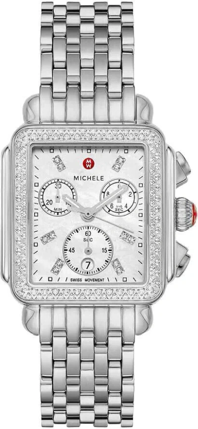 Pre-owned Michele Deco Diamond Mop Dial Chronograph Mww06a000775 Ladies 33mm Watch