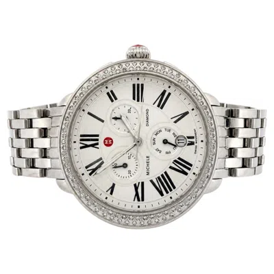 Pre-owned Michele Deco Diamond Mw21a01a1966 Steel Watch 41x39mm 0.60 Ctw In Multi