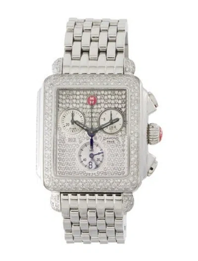 Pre-owned Michele Deco Diamond Pave Watch, 33mm In Multi