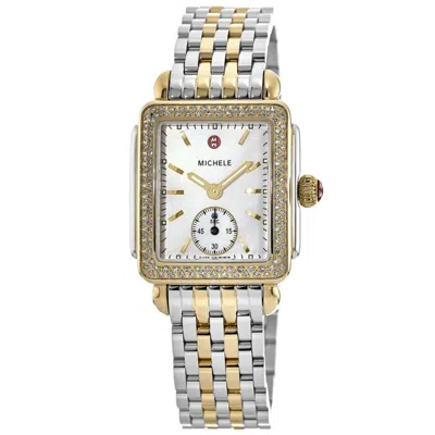 Michele Deco Diamond Two Tone Mother Of Pearl Dial Women's Watch Mww06v000023