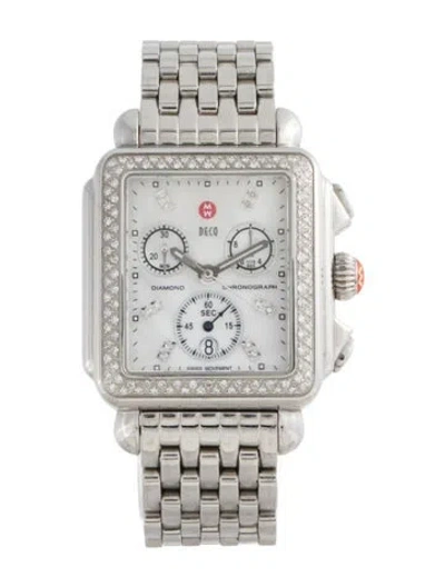 Pre-owned Michele Deco Diamond Watch, 33mm In Multicolor