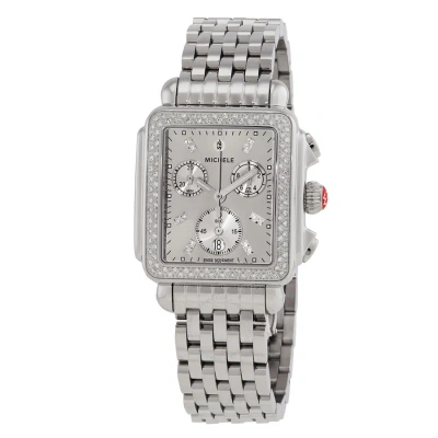 Michele Deco High Shine Chronograph Quartz Diamond Silver Dial Ladies Watch Mww06a000804