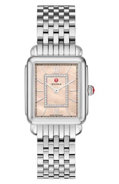 Michele Deco Ii Diamond Bracelet Watch, 32mm In Metallic