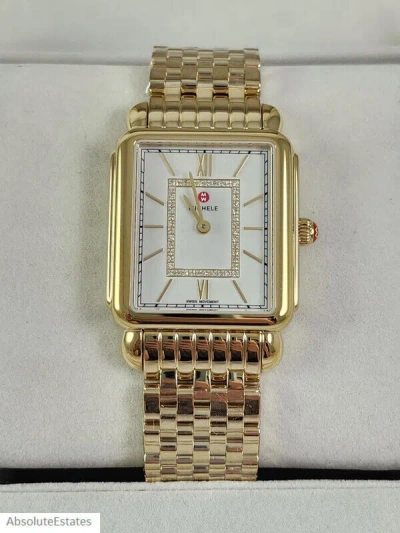 Pre-owned Michele Deco Ii Gold & Diamond Ladies Watch Mww06x000044 + Box