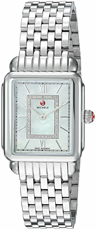 Pre-owned Michele Deco Ii Stainless Steel Mop Diamond Dial (mww06i000026)