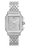 Michele Deco Jubilee Limited Edition Diamond Pavé Chronograph Bracelet Watch, 33mm X 35mm In Silver