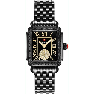 Michele Deco Madison Diamond Black Dial Black Pvd Steel Women's Watch Mww06g000051