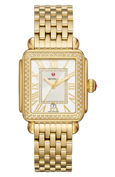Michele Deco Madison Diamond Bracelet Watch, 33mm In Gold