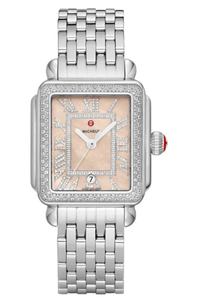 Michele Deco Madison Diamond Bracelet Watch, 35mm In Silver