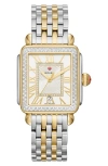 Michele Deco Madison Mid Two-tone Diamond-dial Watch In Gold/silver