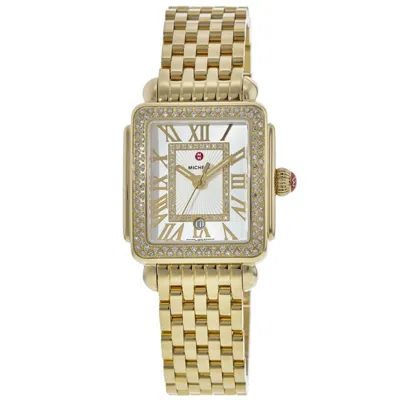 Michele Deco Madison Diamond Silver Dial Diamond Gold Plated Women's Watch Mww06g000003