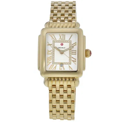 Michele Deco Madison Diamond Silver Dial Women's Watch Mww06g000014 In Gold