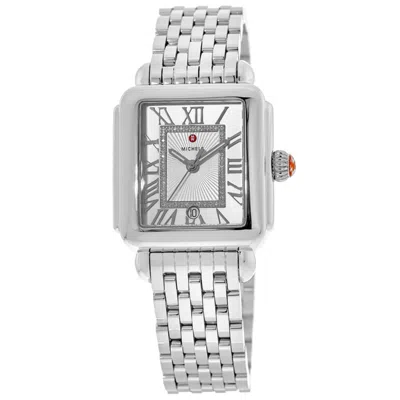 Michele Deco Madison Diamond Silver Sunray Diamond Dial Women's Watch Mww06t000141 In Metallic