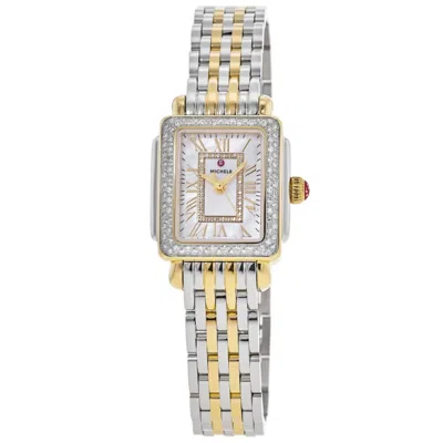 Michele Deco Madison Diamond White Mother Of Pearl Dial 18k Two-tone Gold Plated Steel Women's Watch Mww06d0