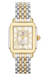 Michele Deco Madison Mid Two-tone Diamond-dial Watch In Gold/silver