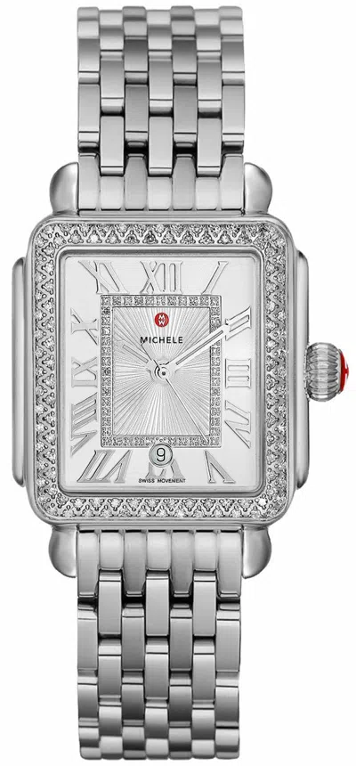 Pre-owned Michele Deco Madison Mid Diamond, Diamond Dial Mww06g000001 Watch