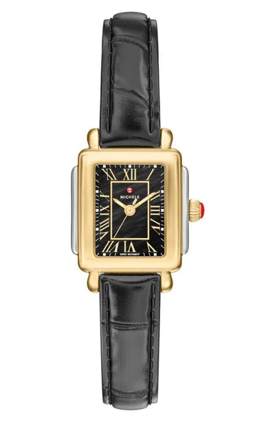 Michele Deco Madison Mini Two-tone Leather Strap Watch In Multi