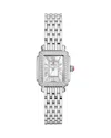 Michele Deco Madison Mini Watch, 23mm X 24mm In Mother Of Pearl/silver