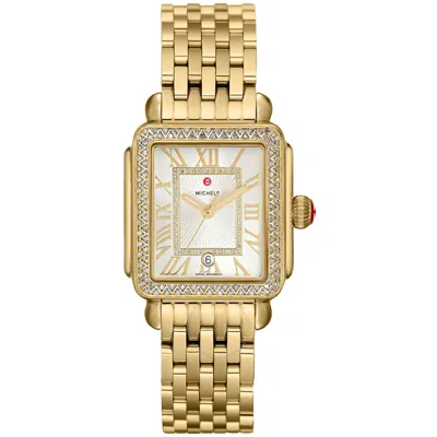Michele Deco Madison Quartz Diamond Ladies Watch Mww06g000003 In Gold