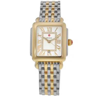 Michele Deco Madison Silver Diamond Dial Two Tone Bracelet Women's Watch Mww06g000013 In Gold