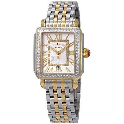 Michele Deco Madison Silver Sunray Dial Ladies Two Tone Watch Mww06t000144 In Metallic