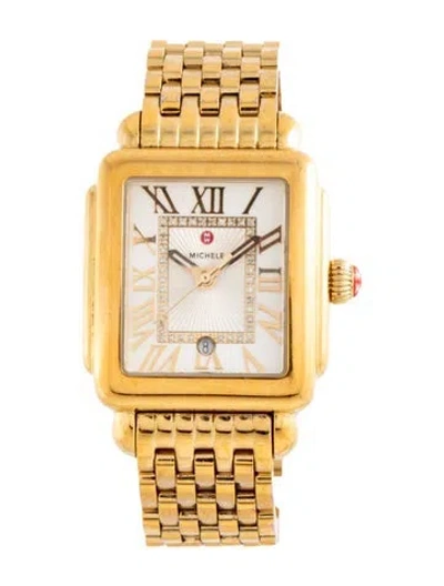 Pre-owned Michele Deco Madison Watch, 29mm In Multicolor
