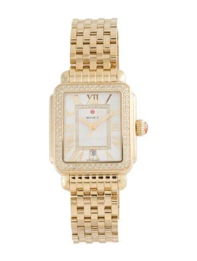Pre-owned Michele Deco Madison Watch, 33mm In Multicolor