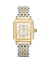Michele Deco Madison Mid Two-tone Diamond-dial Watch In White/two Tone