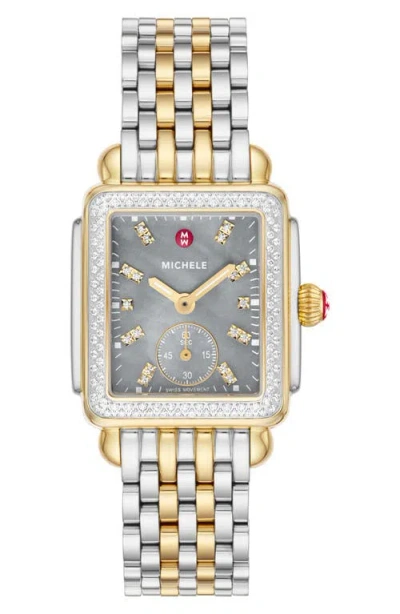 MICHELE MICHELE DECO MID DIAMOND BRACELET WATCH,