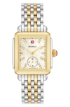 Michele Deco Mid Diamond Dial Bracelet Watch, 28mm X 30mm In Gold
