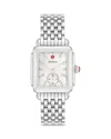 Michele Deco Mid Diamond Dial Watch In Silver