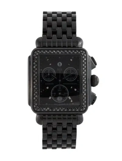 Pre-owned Michele Deco Noir Watch, 33mm In Multicolor