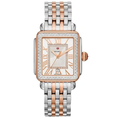 Michele Deco Quartz Diamond Silver Sunray Dial Ladies Watch Mww06t000220 In Gold