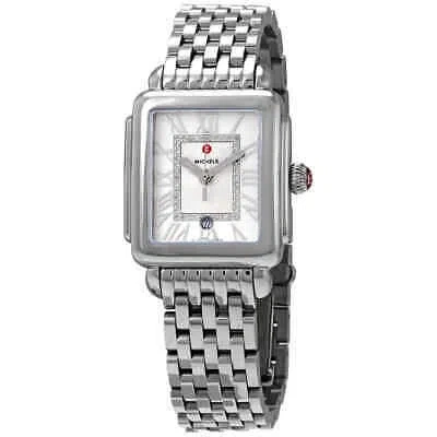 Pre-owned Michele Deco Quartz White Dial Ladies Watch Mww06g000012
