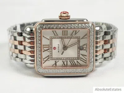 Pre-owned Michele Deco Rose Gold & Silver Two Tone Diamond Watch Mww06t000220