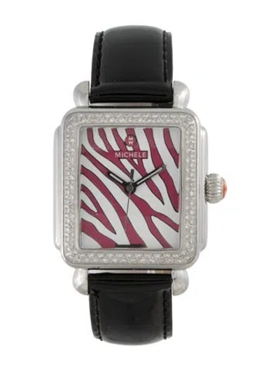 Pre-owned Michele Deco Safari Zebra Watch In Multicolor
