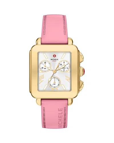 Michele Deco Sport Chronograph, 35mm X 36mm In Pink
