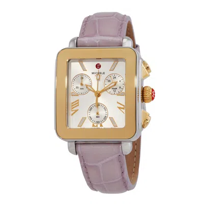 Michele Deco Sport Chronograph Quartz Silver Dial Ladies Watch Mww06k000064 In Pink