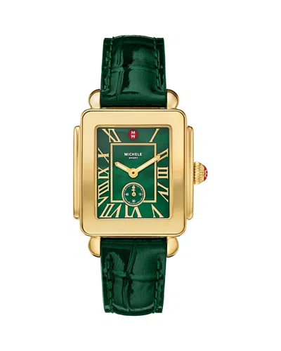 Michele Deco Sport Mid Watch, 29mm X 31mm In Green/green
