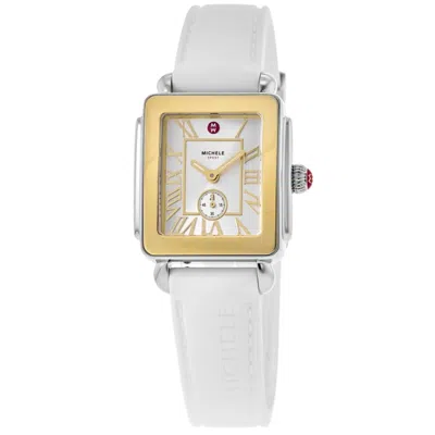 Michele Deco Sport White Dial Silicone Strap Women's Watch Mww06h000007 In Gold