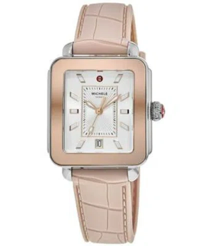 Pre-owned Michele Deco Sport White Dial Silicone Strap Women's Watch Mww06k000015