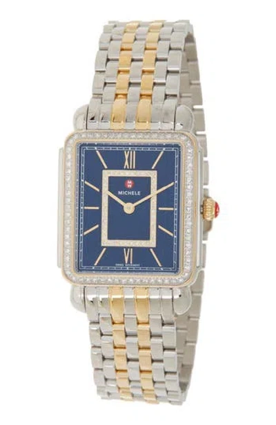 Michele Deco Two-tone Diamond Embellished Bracelet Watch, 20mm X 43mm In 2t Silver/gold