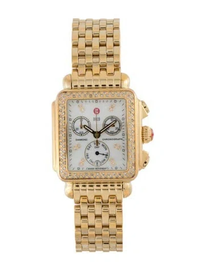 Pre-owned Michele Deco Watch, 33mm In Multicolor