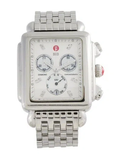 Pre-owned Michele Deco Xl Watch, 36mm In Multicolor