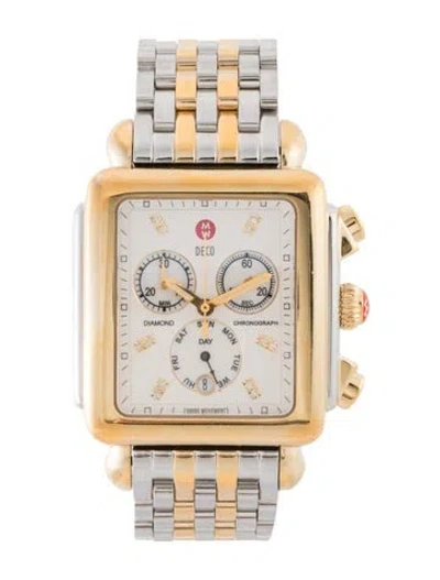 Pre-owned Michele Deco Xl Watch, 37mm In Multi