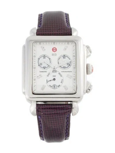 Pre-owned Michele Deco Xl Watch In Multicolor