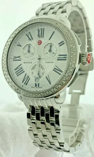 Pre-owned Michele Diamond Dial Round Face Chronograph 0.60ct Ladies Watch