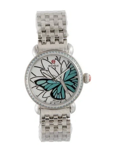 Pre-owned Michele Garden Party Butterfly Watch, 36mm In Multicolor