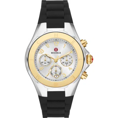 Michele Jellybean Silicone Strap Watch, 38mm In 2t Silver/gold White